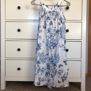 Bellambia Blue Floral Linen Dress in White